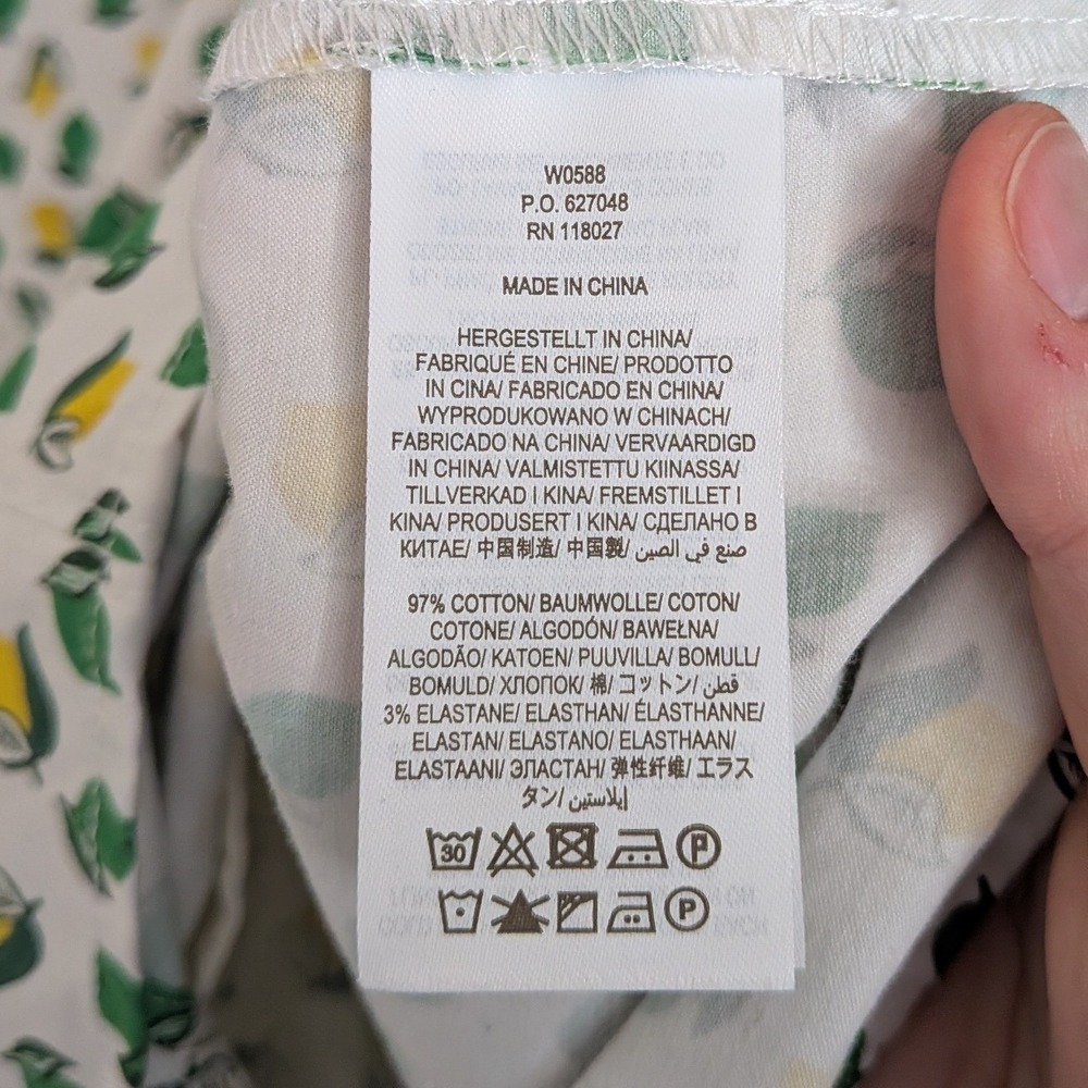 Boden Mischa Lemon Lime Print Fit and Flare Dress White Yellow Size 4P - Picture 5 of 7